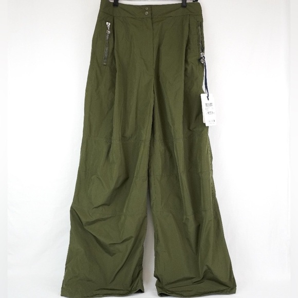NWT [Moncler] Flared Logo High Waisted Green Trousers Women’s Sz EU 44, US 10/12 - Picture 6 of 16